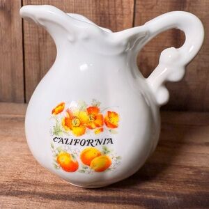 Vintage 1970’s PAPEL Miniature Porcelain Dairy Pitcher w/ Cali Poppy’s Design